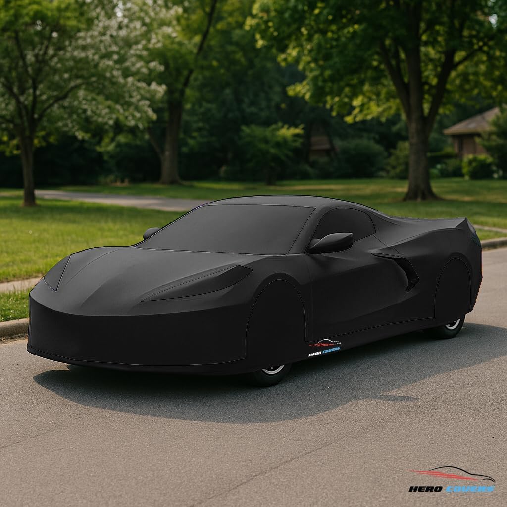 C8 Car Cover Fit for Corvette C8 Indoor and Outdoor Protection (Black)