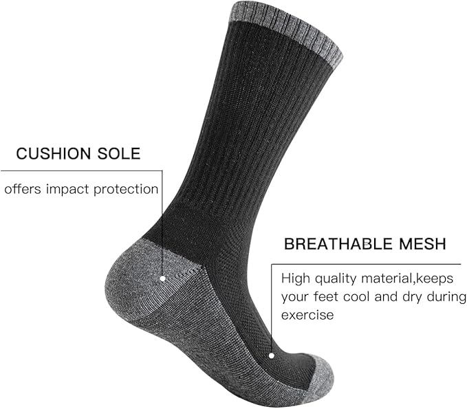 JOYNÉE 8 Pairs Mens Breathable Athletic Crew Socks Arch Support Cushioned Socks for Hiking Sports Running,Sock Size:10-13