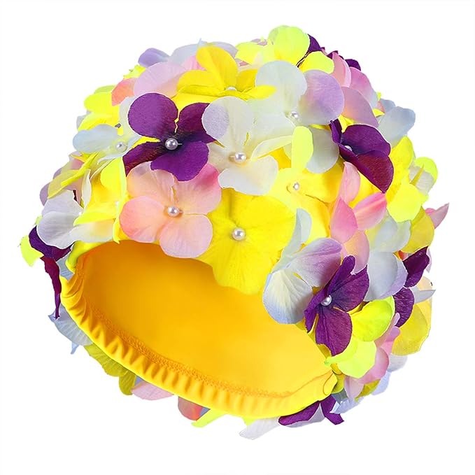WINOMO Fashionable Swim Cap Floral Petal Stylish Swimming Hat Bathing Caps Size L for Women