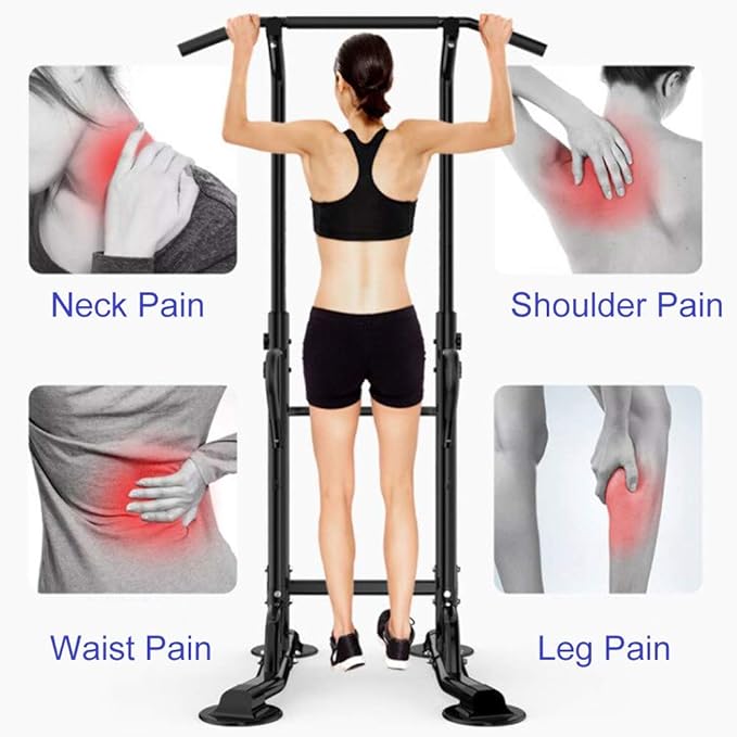 SogesHome Power Tower Adjustable Height Assistive Trainer Dip Station,Pull Up Bar and Dip Stand,Multi-Function Strength Training Fitness Workout Station for Home Gym Fitness Equipment