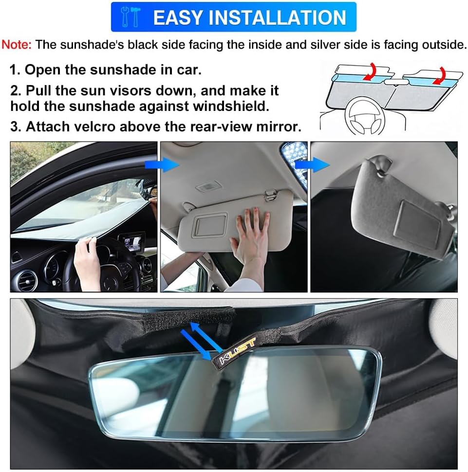 KUST Windshield Sun Shade Custom Fit for 1990-2018 Mercedes G W463 G550 G55 G63 G65 Accessories(Not for 2019-2021 Mercedes Benz G Class)Car Windshield Sunshade Window Sun Visor Protector Foldable Bloc
