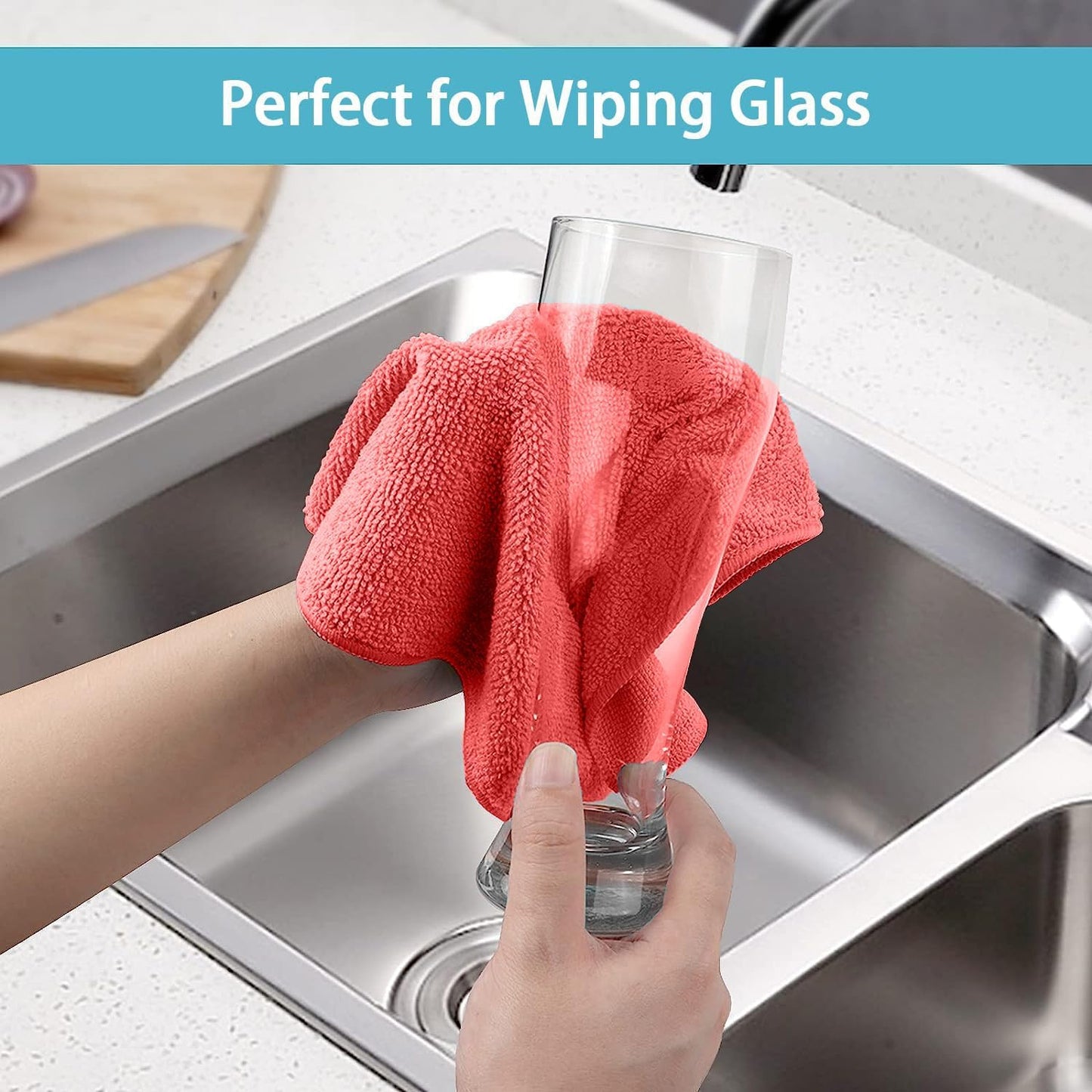 HOMEXCEL Red Microfiber Cleaning Cloth, 100 Pack Cleaning Towels for Kitchen, Lint Free, Scratch-Free, Highly Absorbent, and Reusable Cleaning Rags for House, Window and Glass, Cars, 11.5 X11.5 inch