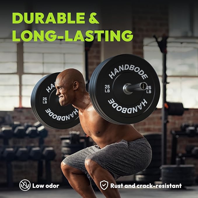 Bumper Plates 2 - Inch Olympic Weight Plate Set for Barbell, 10-55 lb Rubber Weights Sets for Home Gym, Strength Training Plate, Weight Lifting, Black