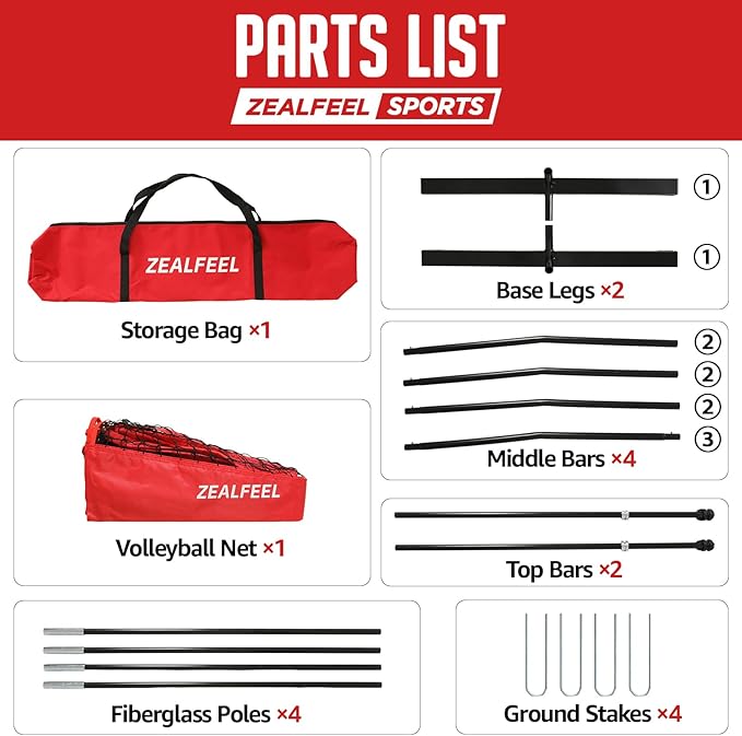 Volleyball Net, 12ft/20ft Training Set Height Adjustable, Portable Freestanding Practice for Hitting or Serving Drills, Pop up With Carry Bag for Backyard or Outdoor