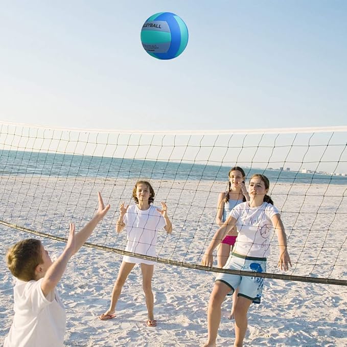 Volleyball Size 5 PU Leather Soft Indoor Outdoor Volleyballs Sports Training Game Play Ball for Beginner, Teenager, Adult, 8.2