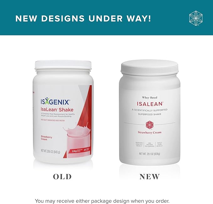 IsaLean Protein Shake - Complete Superfood Meal Replacement for Maintaining Healthy Weight and Lean Muscle Growth with 24 Vitamins and Minerals - 28.6 oz - 14 Meal Canister (Strawberry Cream)