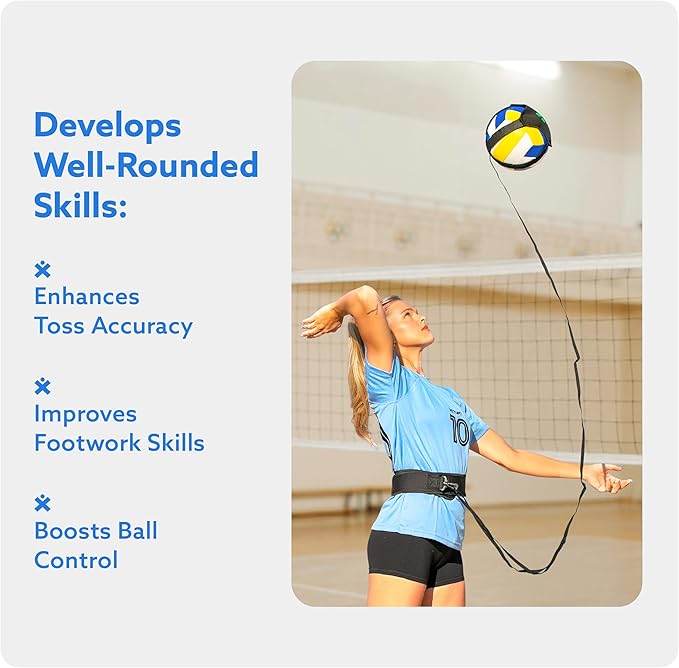 MOTOMY™ Volleyball Training Equipment Aid ‘VolleyPal’ – Solo Rebounder Trainer for Serve, Spike, Set & Pass; Indoor and Outdoor Practice Gear Gifts for Beginners & Experts