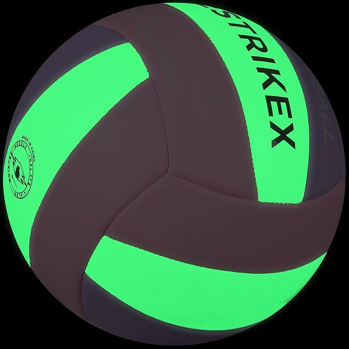 Official Size 5 Glow in The Dark Volleyball, Fluorescent Light Night Volleyball Soft Indoor Outdoor Volleyball Gift Luminous Night Light Ball for Game Gym Training Beach Play with Pump Kit