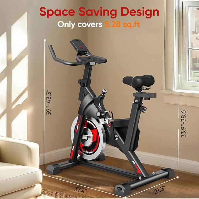 Exercise Bike, Stationary Bike for Home/Indoor Cycling Bike Silent Belt Drive, Stationary Bike with 300lbs Weight Capacity w/Comfortable Seat Cushion & Tablet Mount
