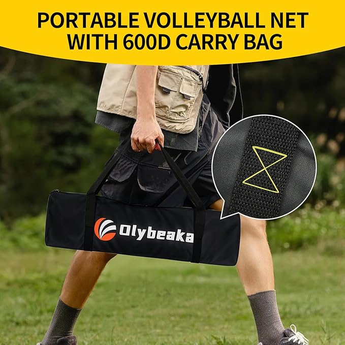 Portable Outdoor Volleyball Net Set for Backyard Beach with Adjustable Poles, Soft PU Volleyball & Pump, Carry Bag and Durable Anti-Sagging Net