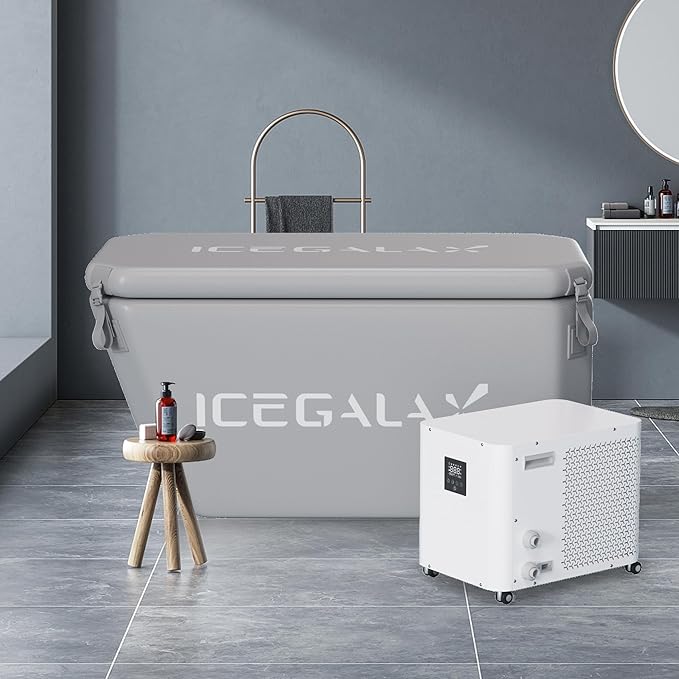 Angled Cold Plunge Tub Portable Ice Bath Tub for Athletes Fitness Recovery Water Chiller Compatible Cold Plunge Outdoor Ice Bathtub (Gray)