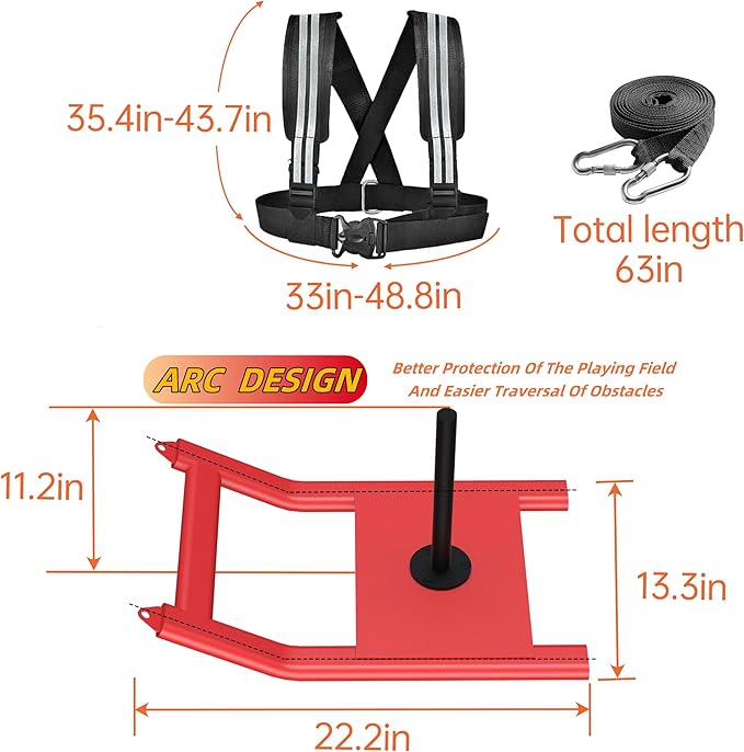 Weight Sled for Training - Heavy Duty Football Sled for Lineman, Sled Pull Workouts, Speed & Strength Training, Football Blocking Sled, Running Sled for Athletes, Weighted Sled for Outdoor & Indoor Workouts