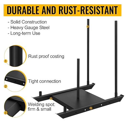 Weighted Training Pull Sled Fit for 1-2 Inch Plates, Sled Workout Equipment, Sport Power Sled for Athletic Exercise and Speed Improvement,500LB