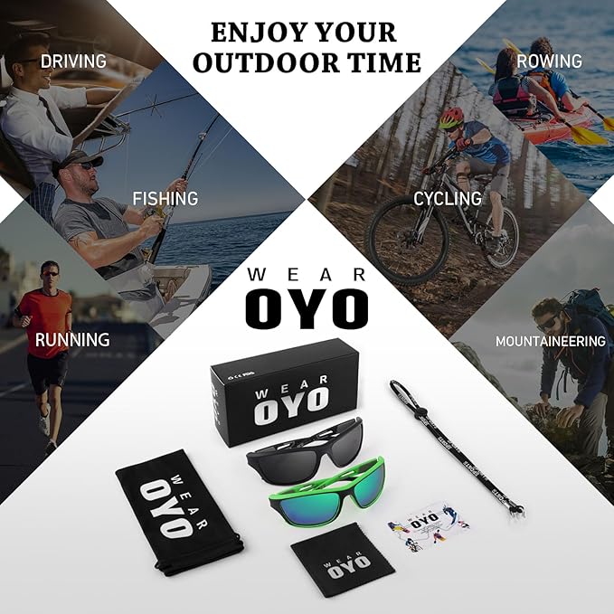 Polarized Sports Sunglasses for Men Women,Fishing Driving Rectangular Goggles UV400 Protection