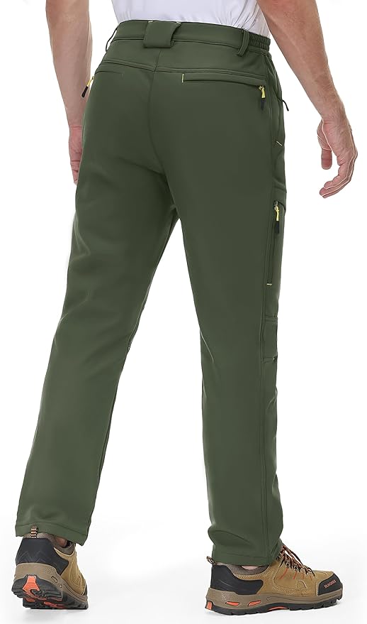 MAGCOMSEN Snow Pants for Men Water Resistant Fleece Lined 5 Zipper Pockets Winter Snowboard Hiking Insulated Ski Pants