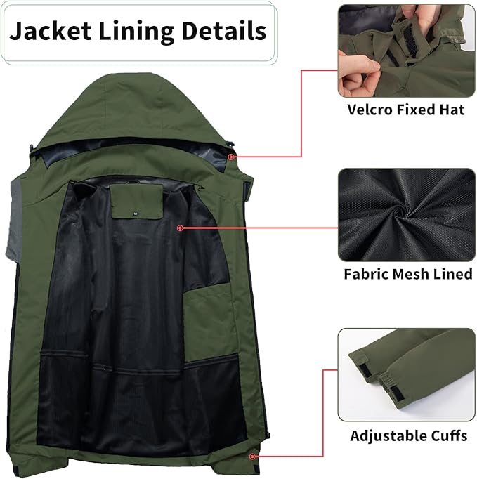 Mens Lightweight Waterproof Jacket Windproof Rain Hooded jackets for Running Hiking Cycling Travel M-7XL