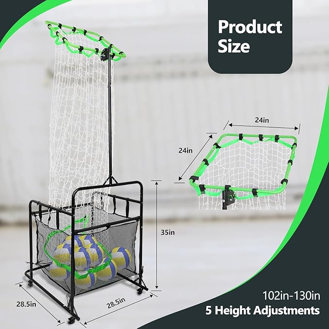 Volleyball Setter Trainer Net with Adjustable Height and Angle for Indoor and Outdoor Practice, Perfect Target Net for Setting, Serving, and Spiking Training Equipment