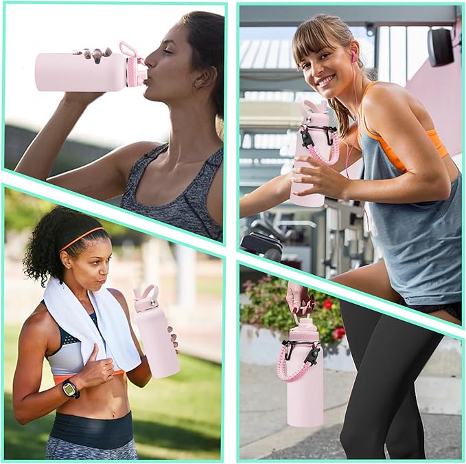 32 OZ Water Bottles with Straw, Storage Carrier Bag, Paracord Handle & Chug Lid, BPA-free Vacuum Insulated Water Bottle 32oz, Keep Cold 48Hrs & Hot 24Hrs, Stainless Steel Hydro Sports Office Travel