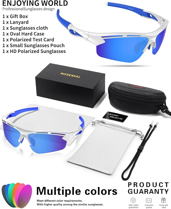 Polarized Sports Sunglasses for Men Women,UV400 Protection Sunglass for Running Cycling Fishing Hiking TR90