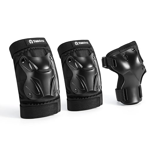 Skating Protective Gear Adult Knee and Elbow Pads Wrist Guards for Roller Skating Skateboarding, Skate Pads Adult Knee Pads for Men Women Black