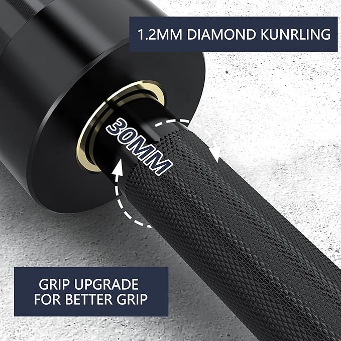 TECHNOAGE 7FT Olympic Barbell Olympic Bar Solid Chrome Barbell 700LBS Load Capacity(2-Inch Plate) for Weightlifting, Squats, Dead-Lifts, Presses, and Lunges