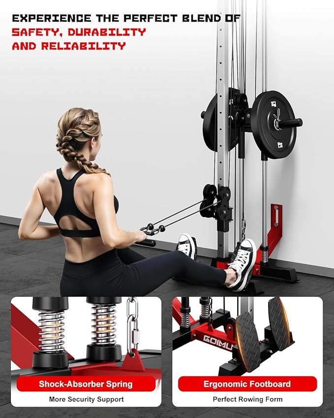 Wall Mount Cable Station, WM1 Cable Crossover Machine with 17 Positions, High and Low Cable Crossover Machine with Removable Footplate for Garage Home Gym
