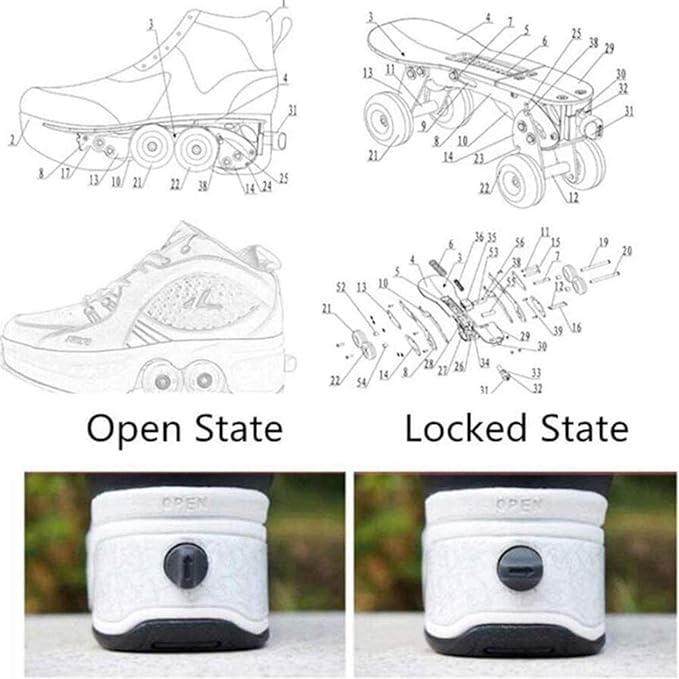 Double-Row Deform Wheel Automatic Walking Shoes Invisible Deformation Roller Skate 2 in 1 Removable Pulley Skates Skating Parkour