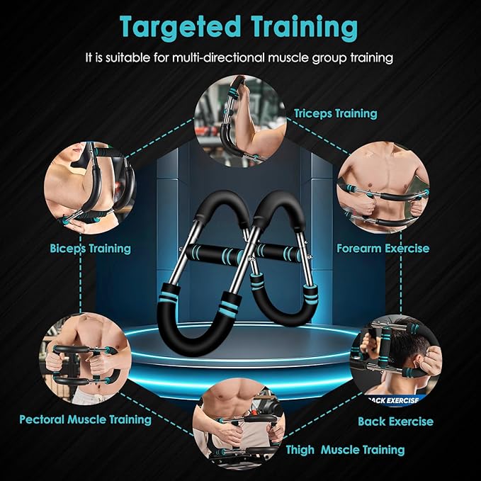 Twister Arm Trainer, 60-110lb Adjustable Chest Workout Equipment with 3-Speed Resistance, Portable Power Twister Bar for Home/Gym, Detachable Design Fitness Anywhere