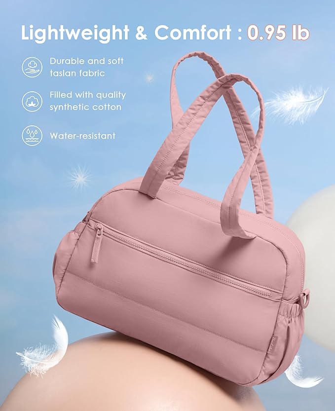 Gym Bag for Women, Travel Duffle Bags with Wet Pocket, Lightweight Carry on Bag Overnight Weekender Duffel Bag, Water Resistant (Mauve Pink)