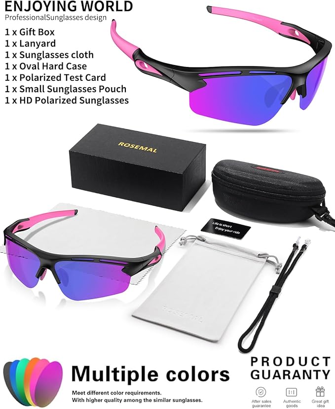 Polarized Sports Sunglasses for Men Women,UV400 Protection Sunglass for Running Cycling Fishing Hiking TR90