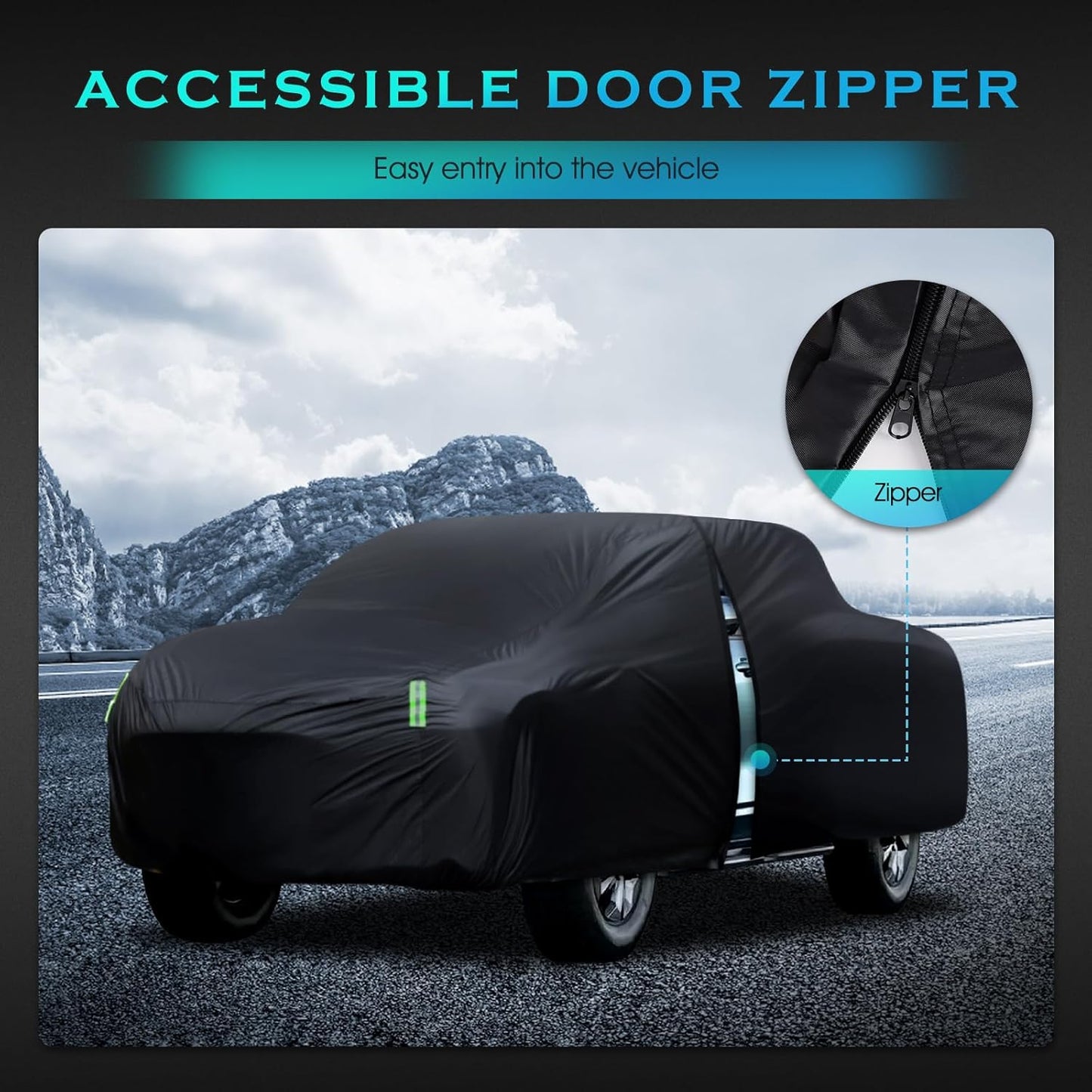 Car Cover Waterproof All Weather Full Outdoor Pickup Truck Cover Rain UV Protection, Size T2 Universal Fit for Ford F150 Chevy Silverado Dodge Ram 1500. (Fit Truck Length 221 to 228 inch)