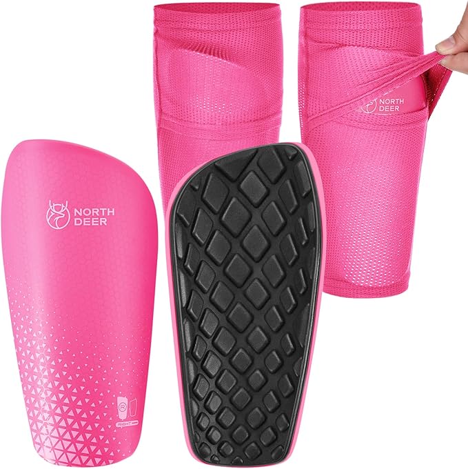 Northdeer Soccer Shin Guards for Kids Adults. Sleeves with Optimized Insert Pocket - Protective Soccer for Boys Girls Men