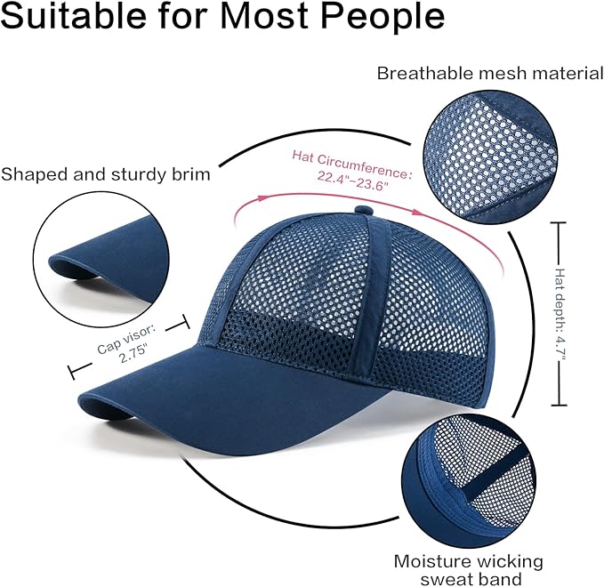 VOBOOM Breathable Full Mesh Baseball Cap for Men, Women, Lightweight Trucker Hats Outdoor Sports Wear