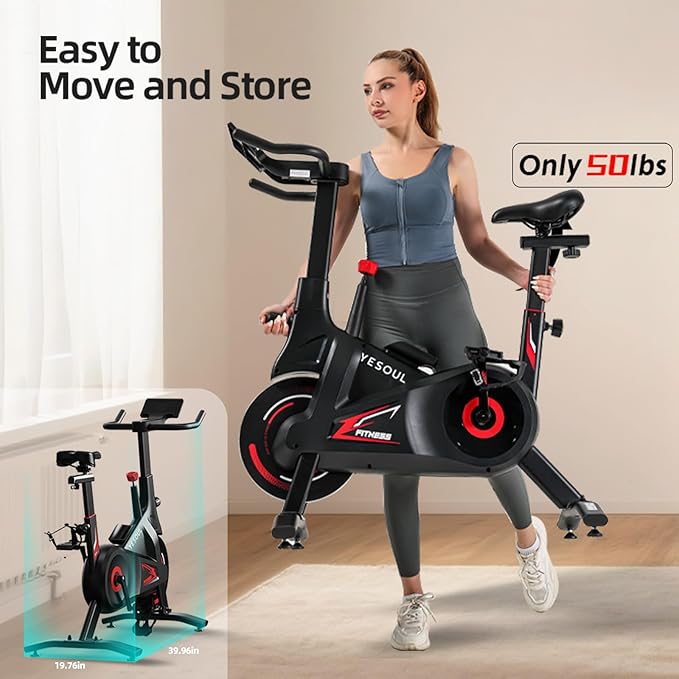 Yesoul Black Exercise Bike for Home,Smart White Cycling Bike Magnetic Stationary Bike, Low Noise Indoor Cycling Bike for Home Gym Electric Stationary Bike with Tablet Mount & Comfortable Seat Cushion for Women Apartment Workout Bike for Fitness