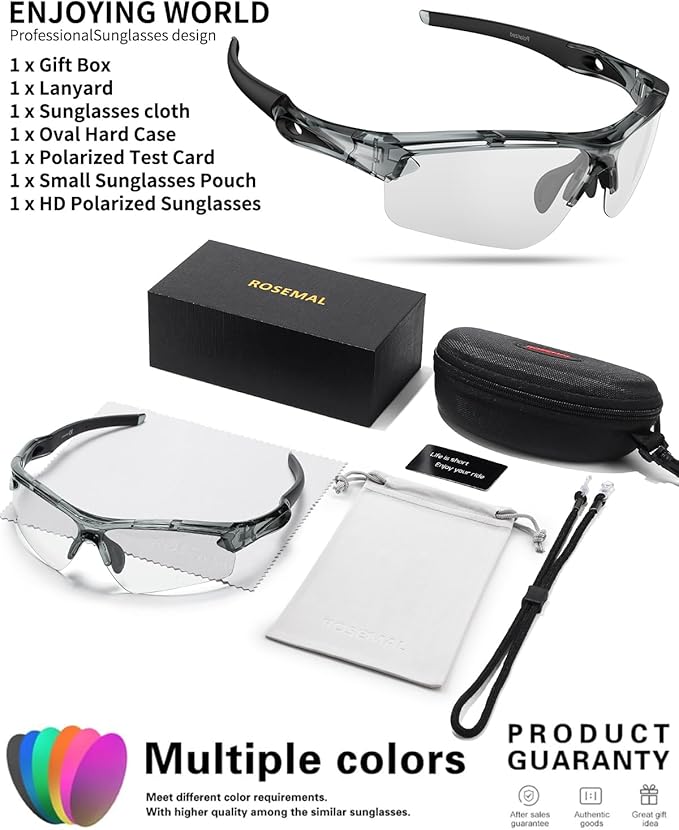 Polarized Sports Sunglasses for Men Women,UV400 Protection Sunglass for Running Cycling Fishing Hiking TR90