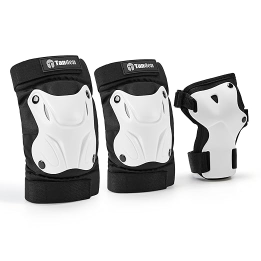 Skating Protective Gear Kids Toddler Knee Pads and Elbow Pads Set, Bike Protection for Kids Wrist Guards for Roller Skating Skateboarding Cycling White
