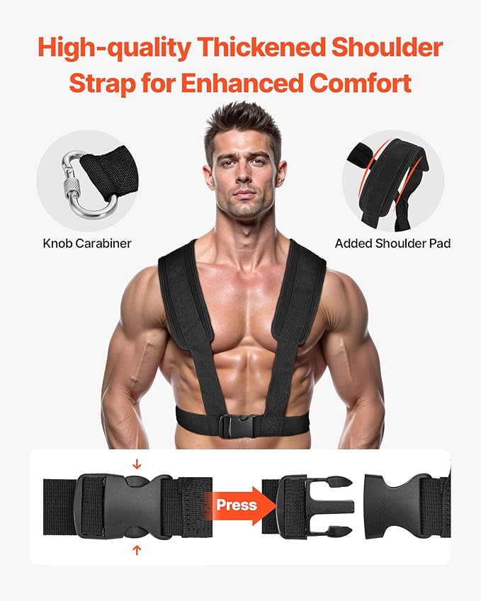 VEVOR Weight Sled, Steel Power Sled, Fitness Strength Training Sleds for Athletic Exercise Speed Improvement, Workout Fitness Equipment with Handle, Compatible with 1/2 in Weight Plates, Orange