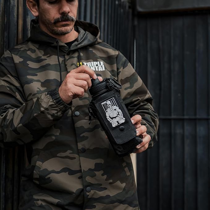 Iron InfideI Battle Bottle Sleeve - 64 oz and 32 oz Water Bottle Sleeve Only for Half Gallon 1L Steel Water Bottle | Rugged Cover with Molle for Versatile Design with Storage for Phone, Wallet & Keys