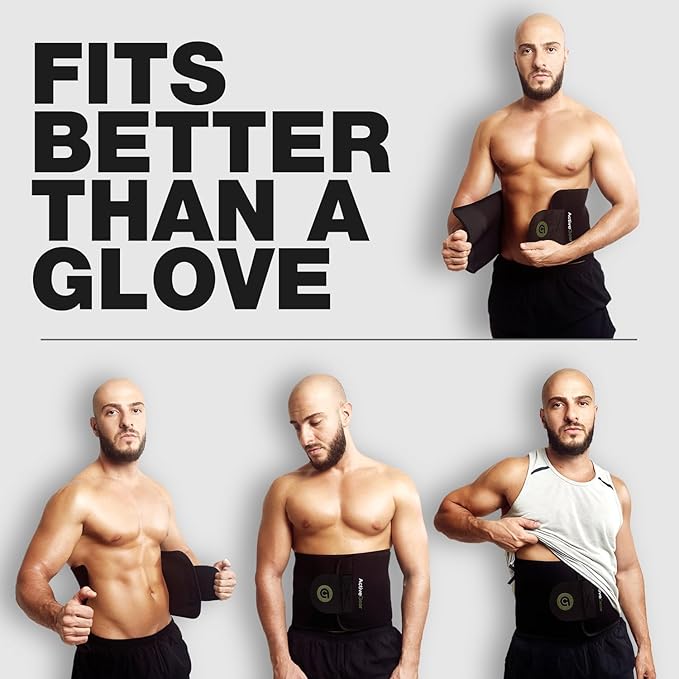 ActiveGear Premium Waist Trimmer & Trainer Belt for Men and Women - Sweat-Enhancing Slimming Wrap for Stomach, Adjustable Fit