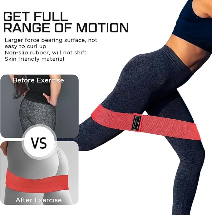 12 Pcs Fabric Resistance Bands for Working Out Booty Workout Stretch Exercise Bands Non Slip for Legs Squat Resistance Loop for Women Men Starter Butt Hip Thigh Fitness
