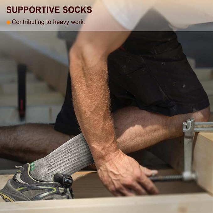 BULLIANT Compression Socks for Men 6Pairs, Athletic Crew Socks Cushioned For Men Sports Running-Arch Support