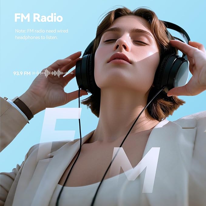 AGPTEK 64GB MP3 Player with Bluetooth, M3 2.4 inch Music Player with Speaker and FM Radio, Touch Buttons, Supports Up to 128GB(Black)