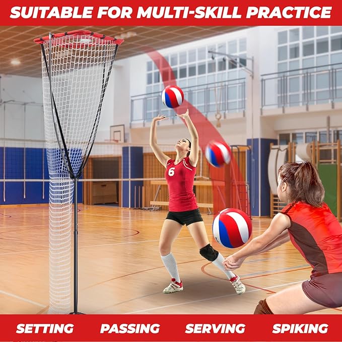 Volleyball Setter Training Net,Height & Angle Adjustable Volleyball Training Net with Metal Frame,Tripod Base for Indoor and Outdoor,Volleyball Training Equipment for Setting,Serving,Spiking