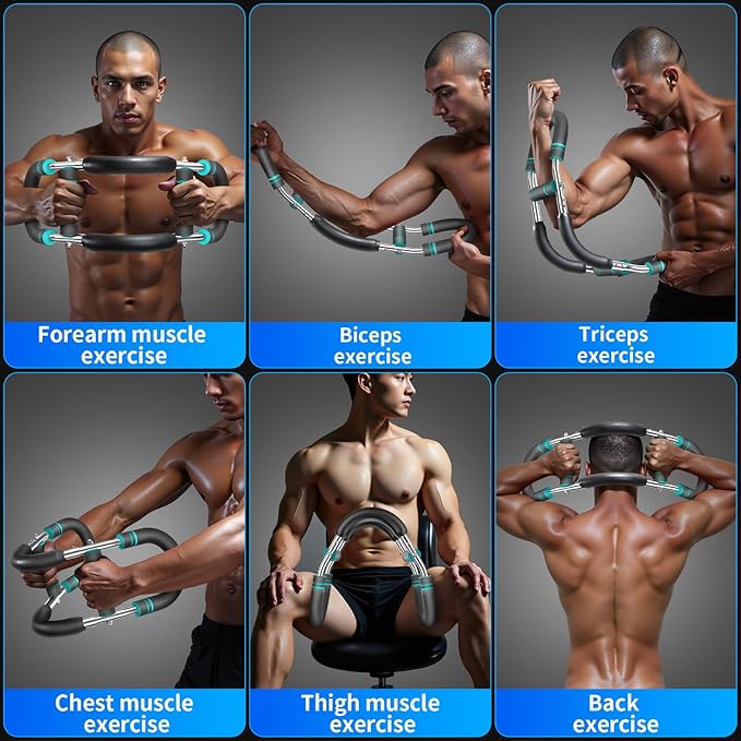 Twister arm Trainer, Adjustable Resistance Chest Workout Equipment,Forearm Power Exercise bar , pectoralis spinalis Device, Portable Detachable Design