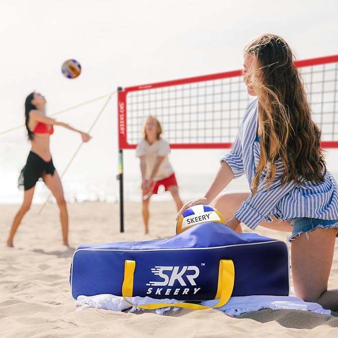 Outdoor Heavy Duty Volleyball Net Set, Anti-Sag Design, Adjustable Aluminum Poles, Portable Volleyball Net for Backyard,Grass and Beach
