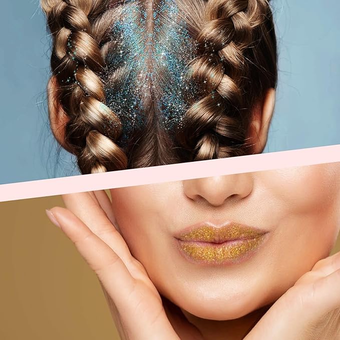 Body Glitter, Face & Body Glitter Gel, Face Glitter Makeup, Hair Glitter, Festival Rave Fine Glitter, 12 Colors