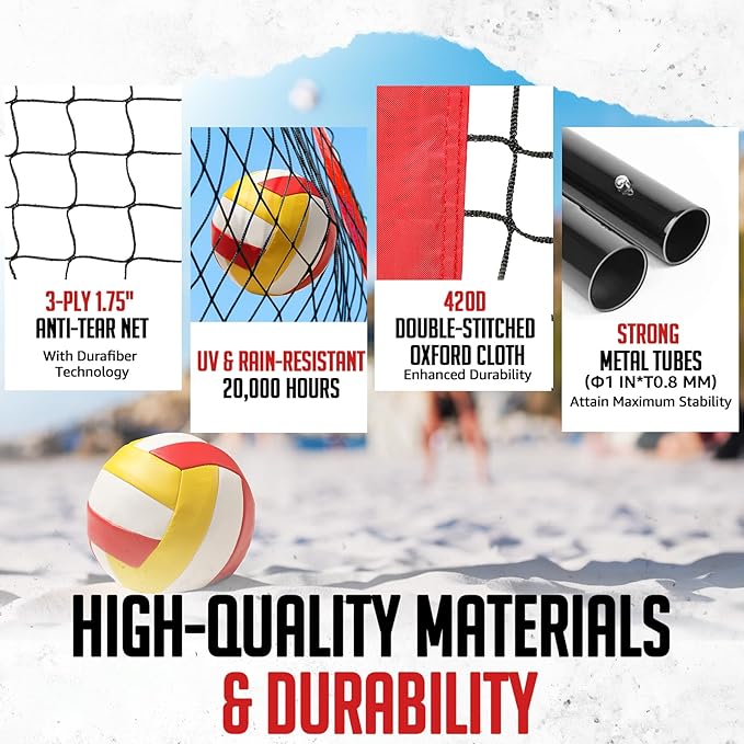 Volleyball Net, 12ft/20ft Training Set Height Adjustable, Portable Freestanding Practice for Hitting or Serving Drills, Pop up With Carry Bag for Backyard or Outdoor