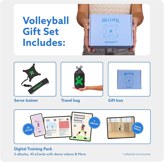 MOTOMY™ Volleyball Training Equipment Aid ‘VolleyPal’ – Solo Rebounder Trainer for Serve, Spike, Set & Pass; Indoor and Outdoor Practice Gear Gifts for Beginners & Experts