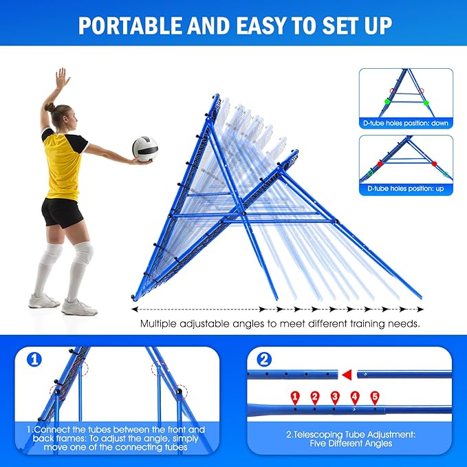 Volleyball Rebounder Net, Soccer Baseball Rebound Pitchback Net, Adjustable Target Practice Nets, Easy Setup Softball Bounce Back Trainer Equipment, Improve Sport Training Skills for Backyard