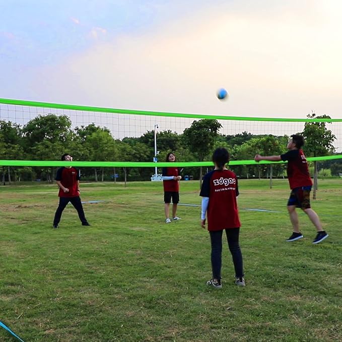 Volleyball Net Outdoor - Portable Volleyball Set for Backyard with Professional Volleyball Net, Wrap Yarn Volleyball and Pump, Boundary Line, Carry Bag